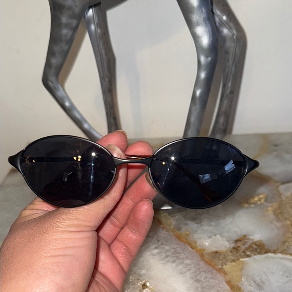 Black Gattaca Oval Sunglasses